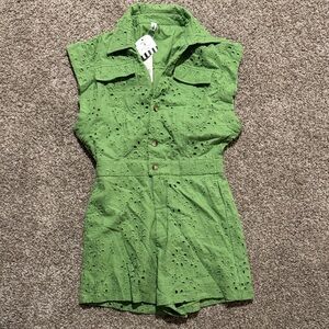 Glam Green Eyelet Jumpsuit